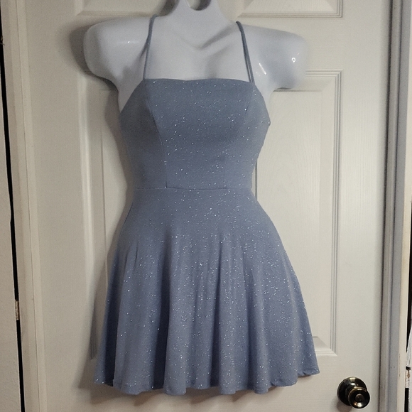B. Smart Dresses & Skirts - B. Smart Sparkling Light Blue Mini Dress